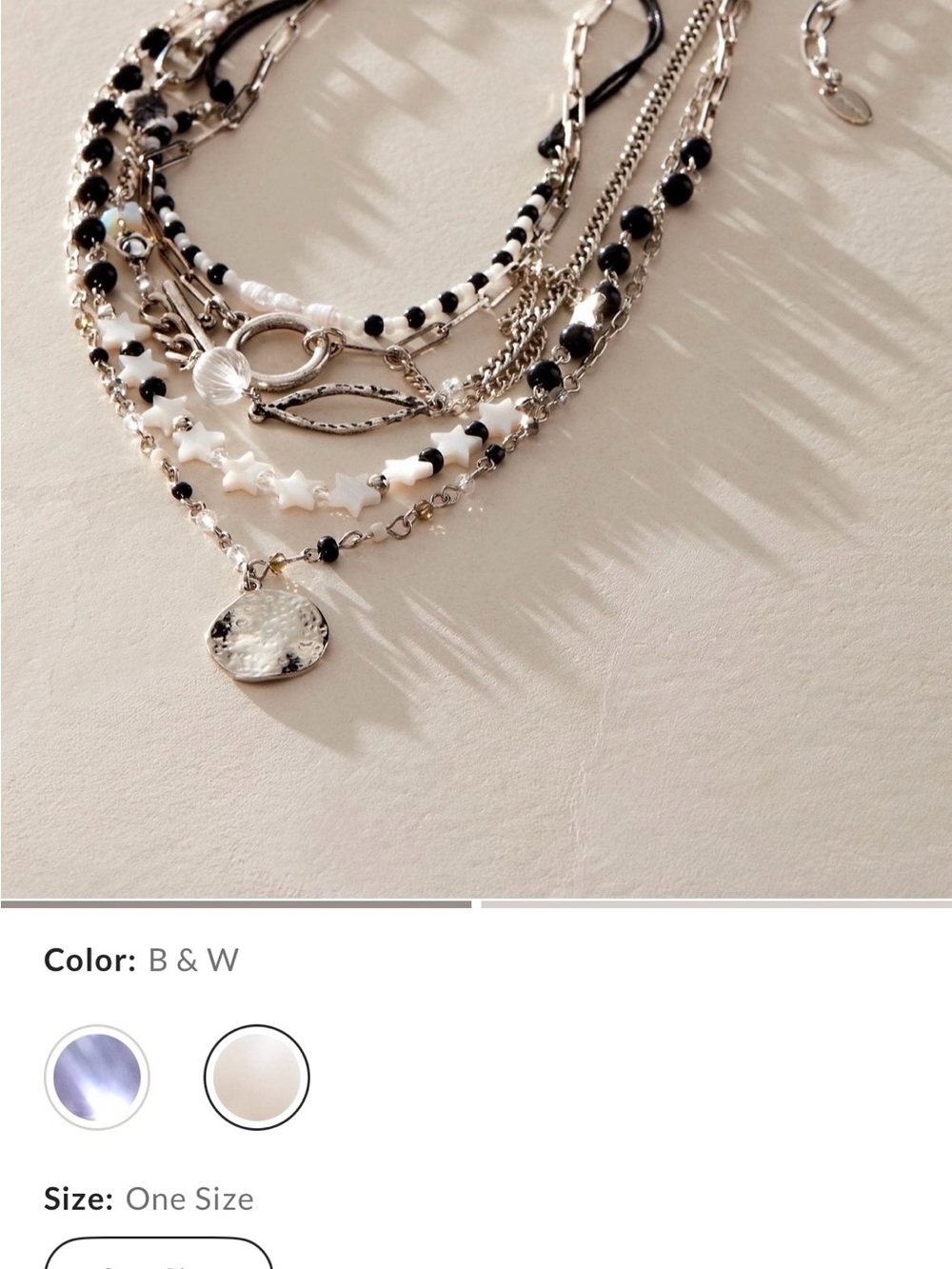 Free People Starry Layer Necklace in black and white NWT - Picture 2 of 5